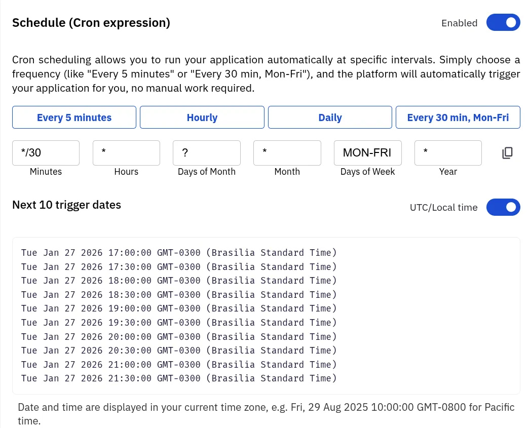 Crontab scheduling illustration